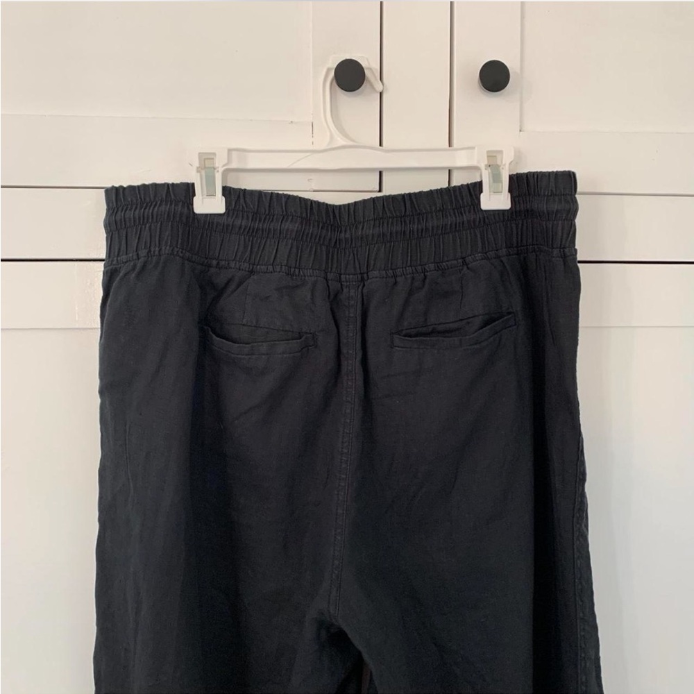 Athleta Black Linen High Waist Stright Zipper Pocket Pants Size 18 - Picture 7 of 8